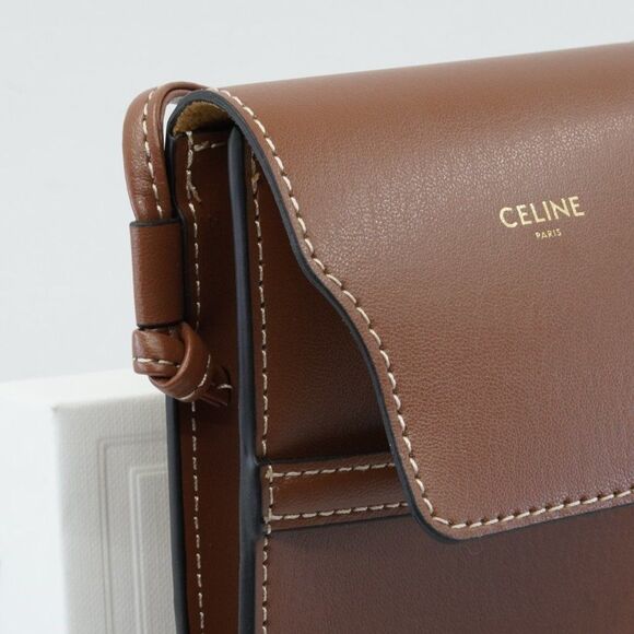 NEW CELINE TRIOMPHE BROWN POUCH CROSSBODY - Picture 9 of 12